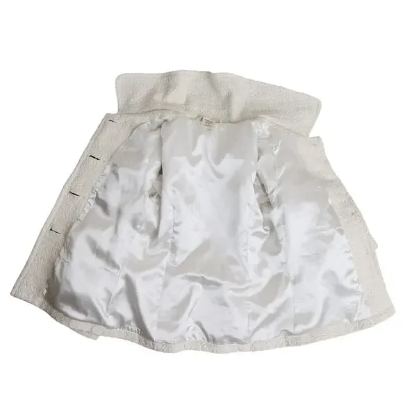 Women's Cream Preppy Twee Charlotte Russe Lined Button Up Jacket - S - Picture 9 of 11